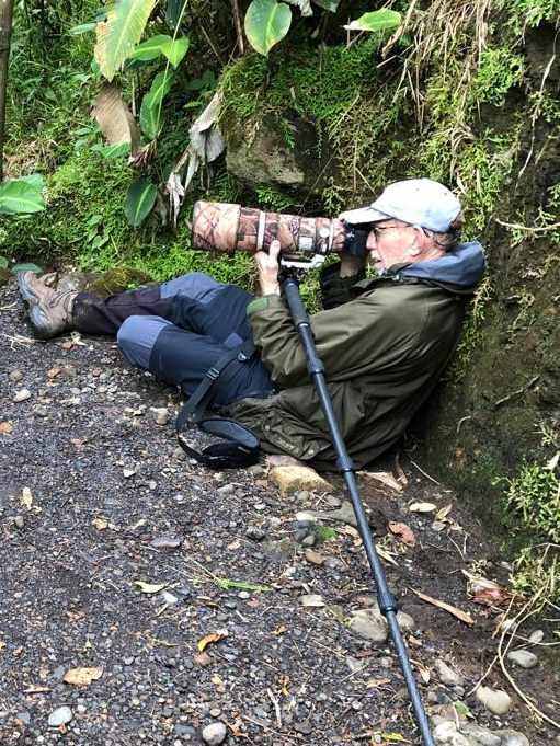 John Bruce photographing birds at Amarun Pakcha